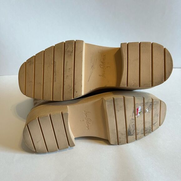 Sam Edelman Lulia Lug Chelsea Boot 9 Sesame Leather Suede Platform Combat - Picture 5 of 15